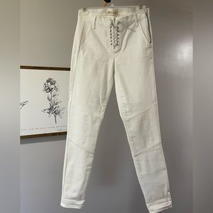 Gap True Skinny moto white lace up jeans  27 Tall